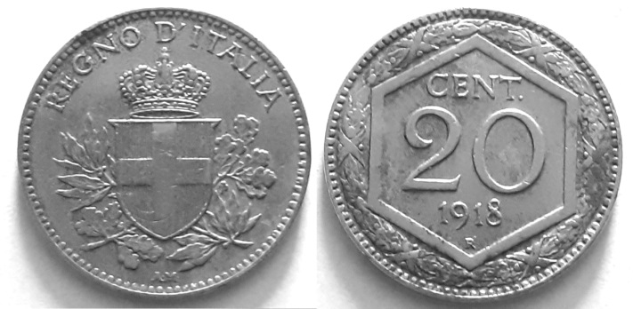 Groes Bild: 20 Centesimi 1918 Knigreich Italien