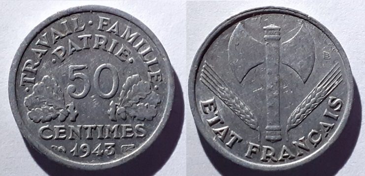 Groes Bild: 50 Centimes 1943 Vichy-Regime