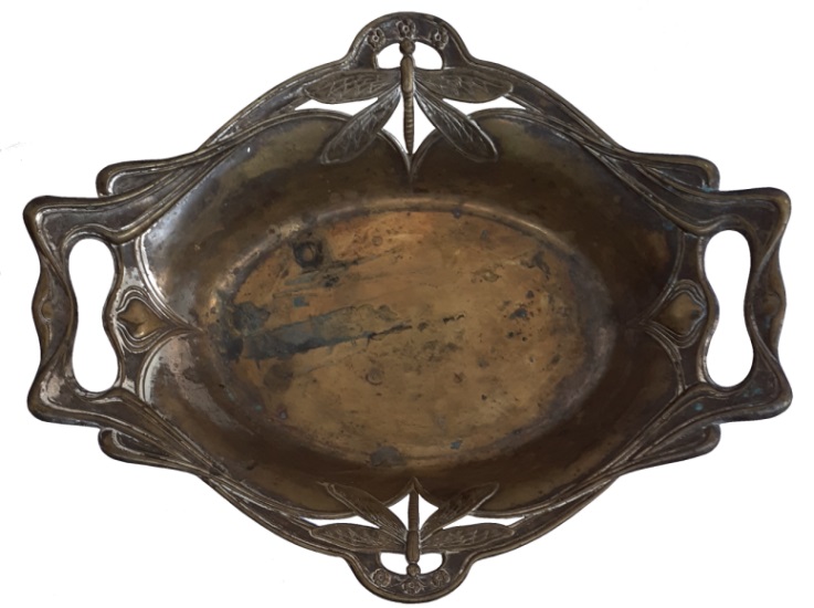 Groes Bild: Gesamtansicht Schale Jugendstil Libelle, ca. 1900 - 1910, Wolska